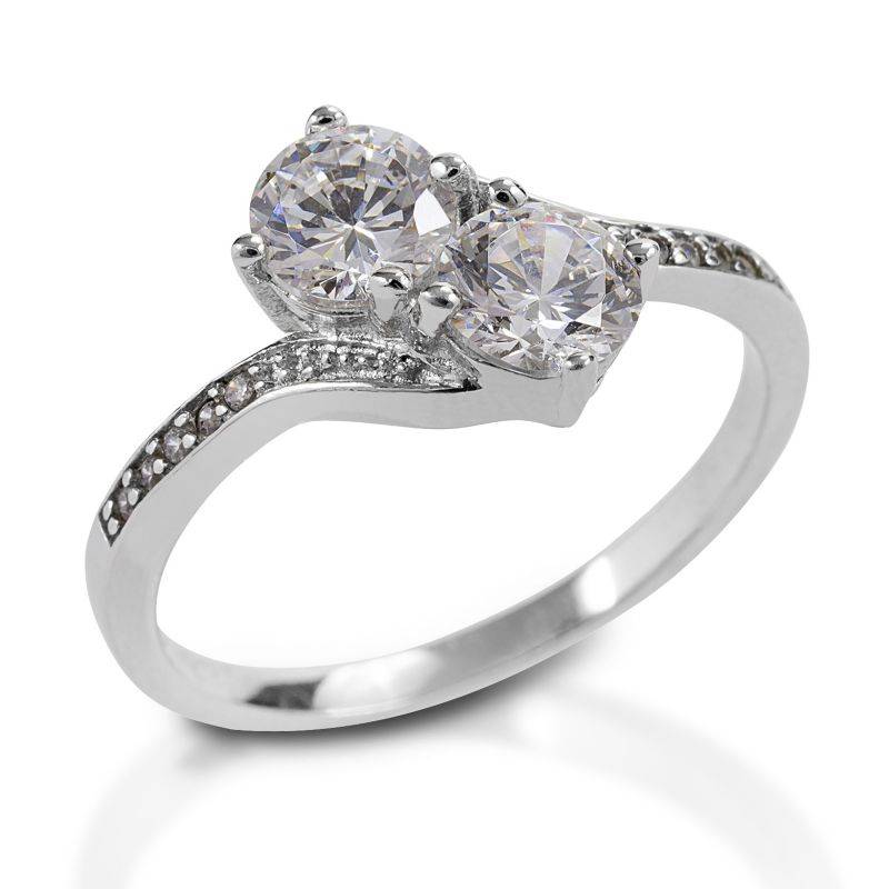 Kelly Herd Two Stone Pave Band Ring - Sterling Silver