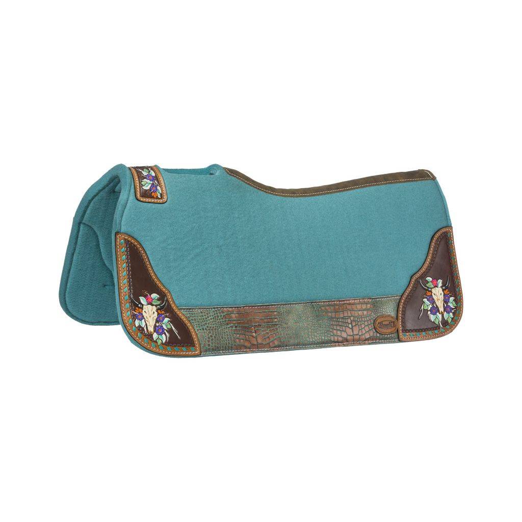 Tough1 Hand Painted Felt Steer Skull Saddle Pad
