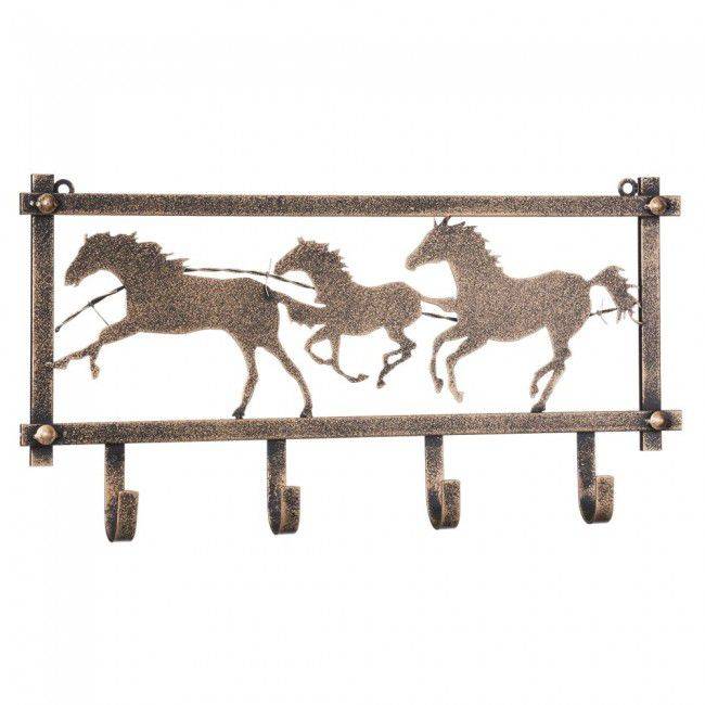 Tough1 Horses And Barbwire Wall Rack In Hammered Finish