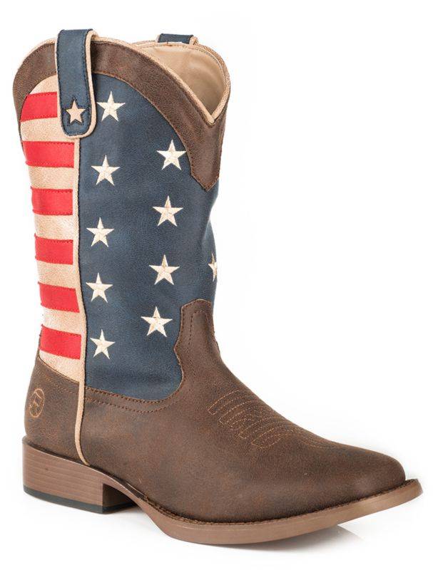 Roper Kids American Patriot Square Toe Fashion Cowboy Boots