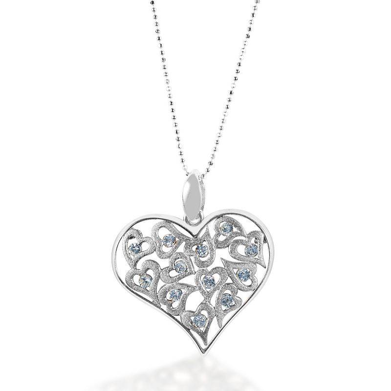 Kelly Herd Clear Multi-Heart Pendant - Sterling Silver