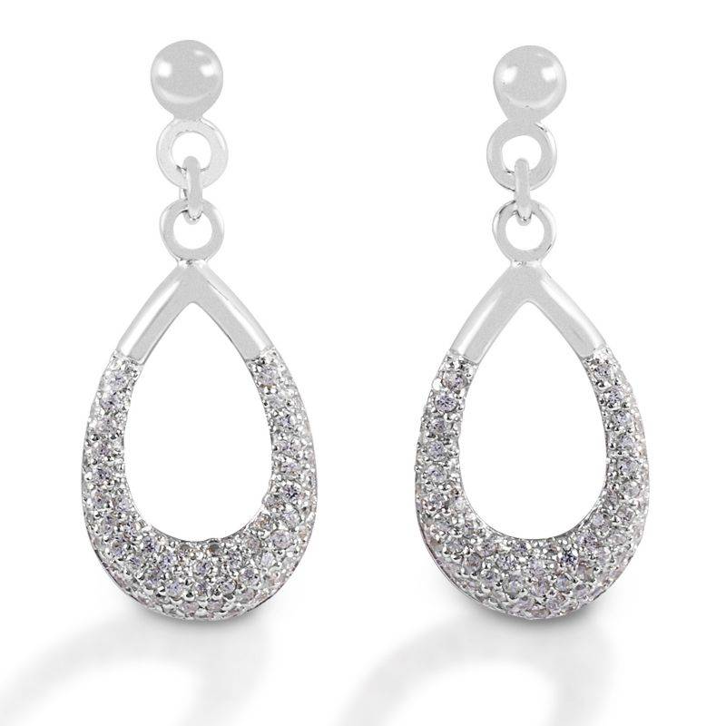 Kelly Herd Clear Teardrop Dangle Earrings - Sterling Silver