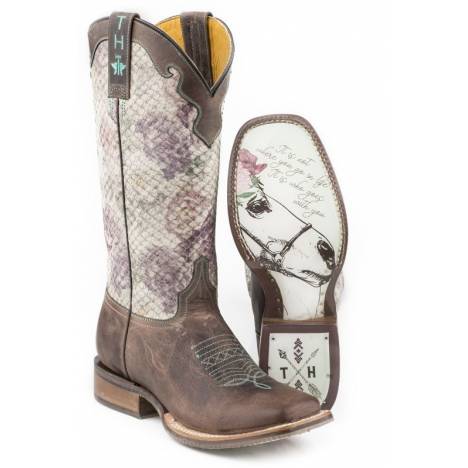 Tin Haul Ladies Square Toe Boots - Rosealiscious with Girls Best Friend Sole