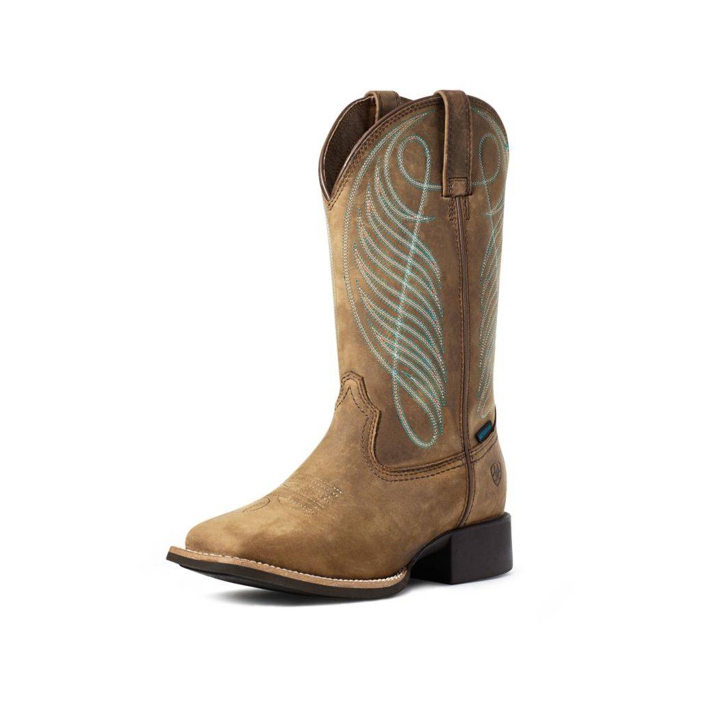 Ariat Ladies Round Up Wide Square Toe Waterproof Western Boots