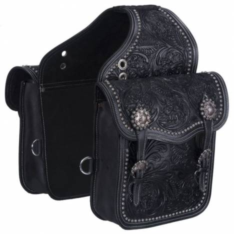 Tough1 Leather Floral and Oak Leaf Tooled Saddle Bag