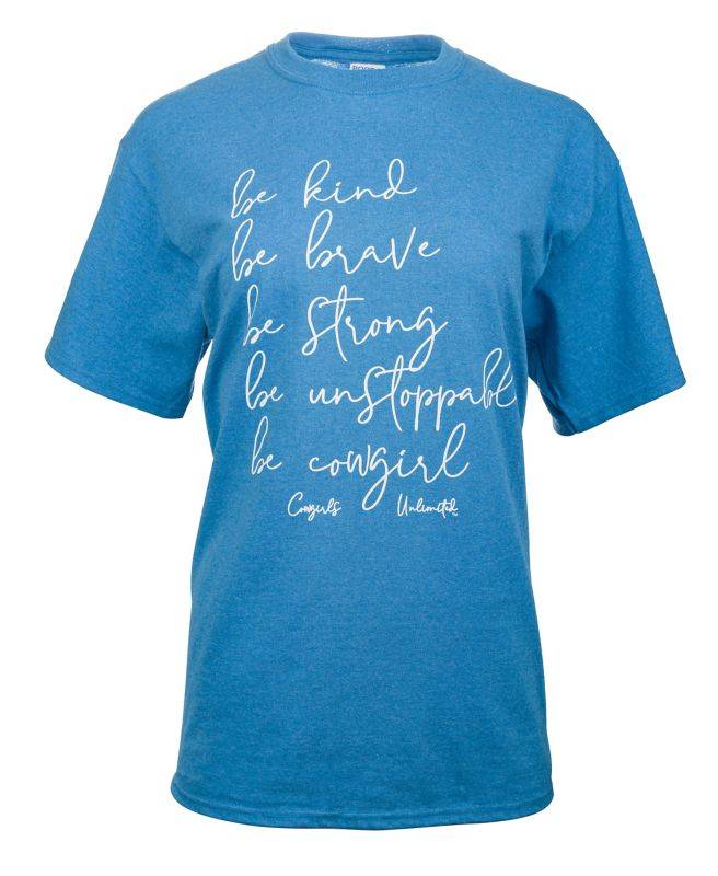 Be Cowgirl Adult T-Shirt L  Neon Blue