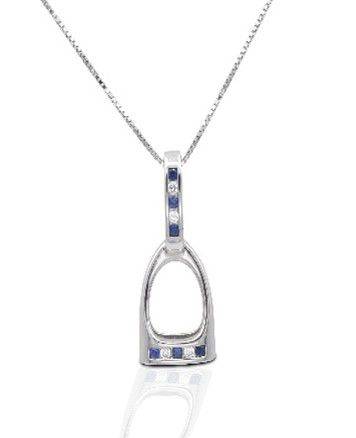 Kelly Herd Blue and Clear English Stirrup Necklace