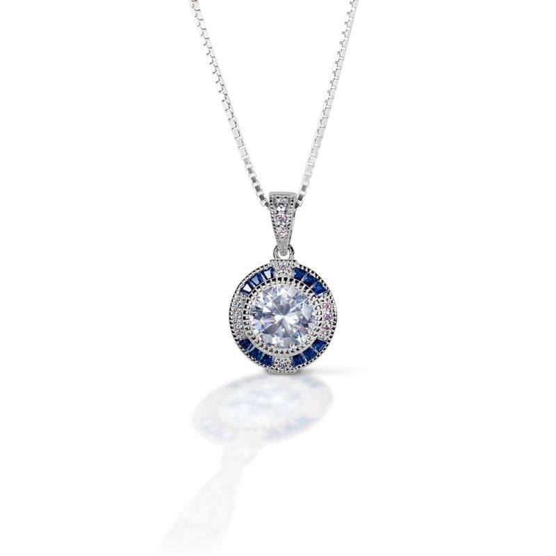 Kelly Herd Blue Spinel Halo Pendant