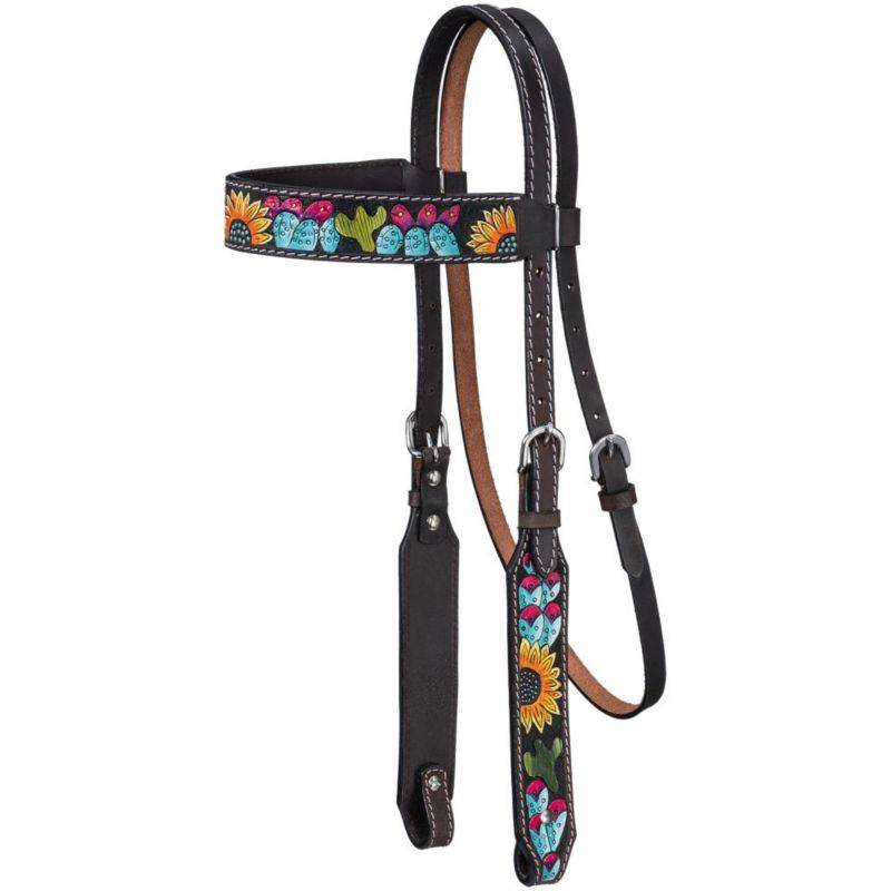 Tough1 Sunflower and Blue Cactus Browband Headstall