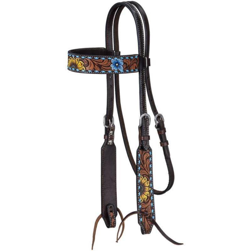 Tough1 Sunflower and Buckstitch Browband Headstall