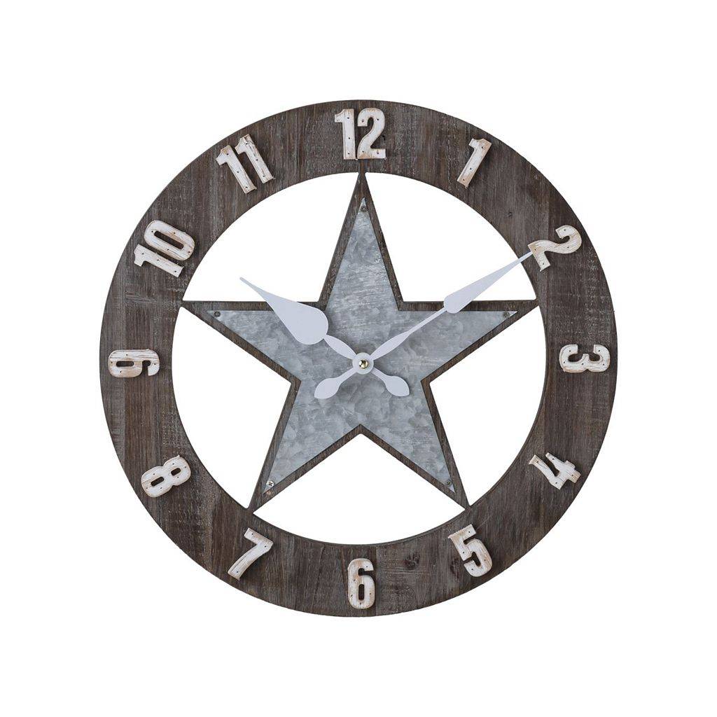 Gift Corral Wood/Metal Star Wall Clock