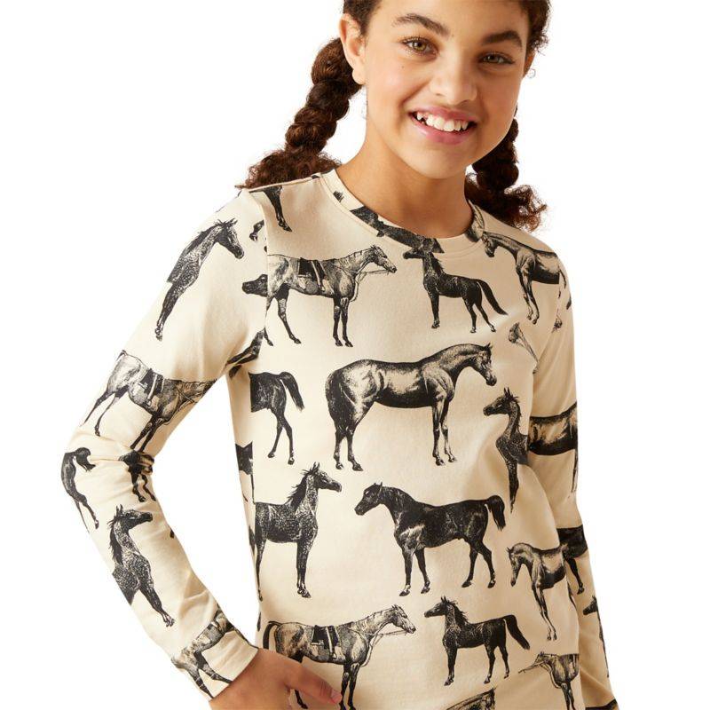 Ariat Girls Sepia Equine Tee L Summer Sand