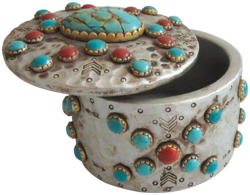 Gift Corral Trinket Box with Turquoise Stones