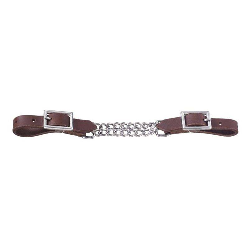 Tough1 Harness Leather Curb with  Double Chain