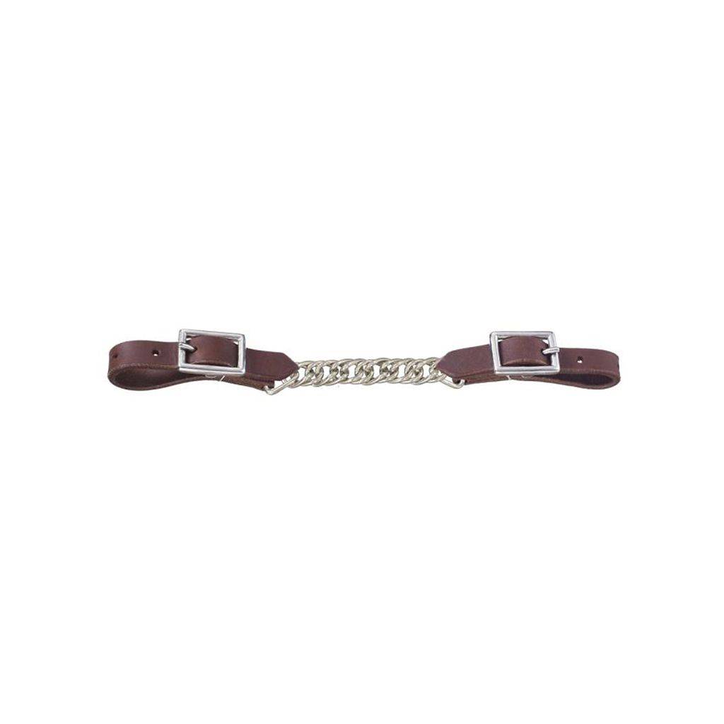 Tough1 Harness Leather Curb with Flat Chain