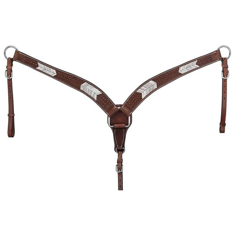 Tough1 Vaquero Rawhide Basket Tooled Breast Collar