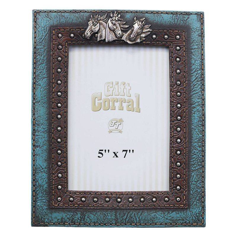 Gift Corral Horse Head and Blue Leather Frame