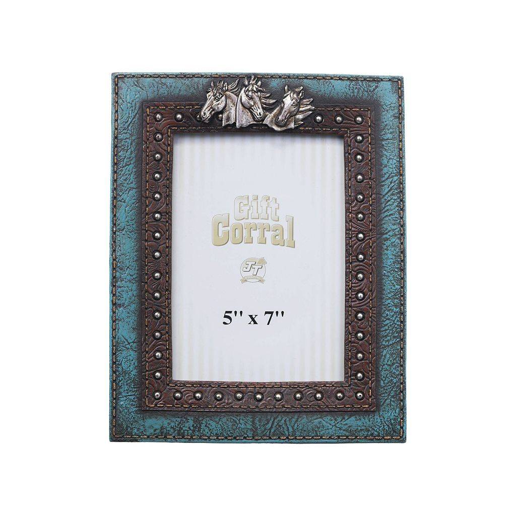 Gift Corral Horse Head and Blue Leather Frame
