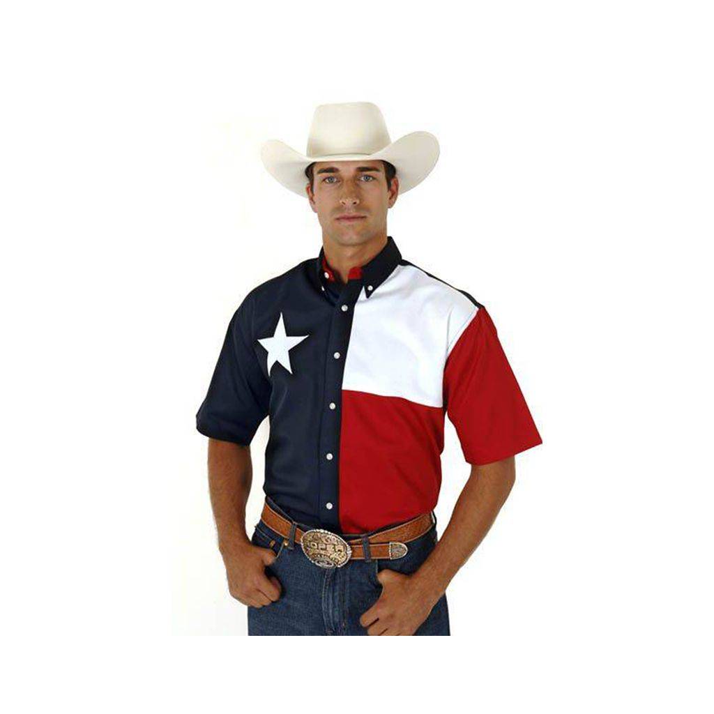 Roper Mens Texas Flag Short Sleeve Shirt