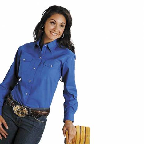 Roper Ladies Poplin Long Sleeve Shirt - Royal