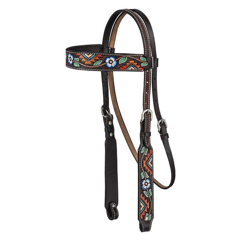 Silver Royal Aztec and Flower Browband Headstall