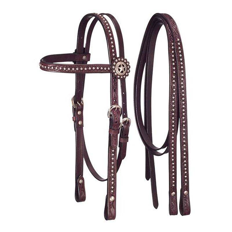 Tough1 Bridle and Headstall Set with  Dots and Star Conchos