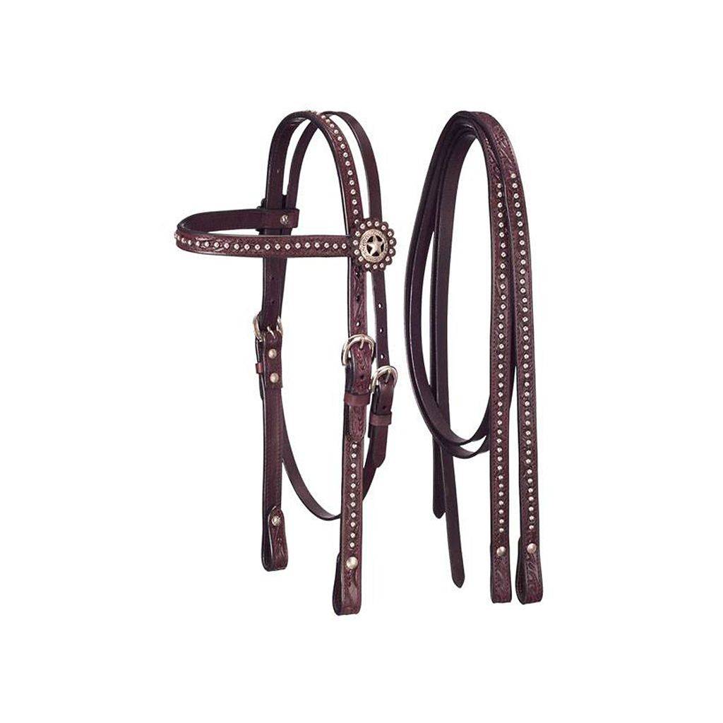 Tough-1 Bridle and Headstall Set with Dots and Star Conchos