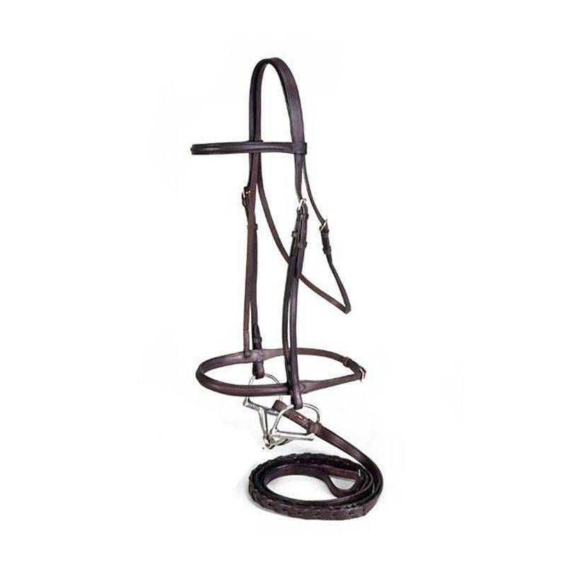 EquiRoyal Premium Leather Raised Snaffle Bridle With Laced Reins