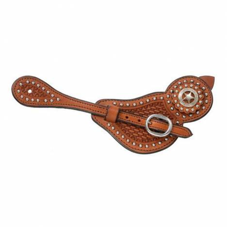Royal King Men's Lined Cowhide Spur Straps with Basket Tooling & Dots
