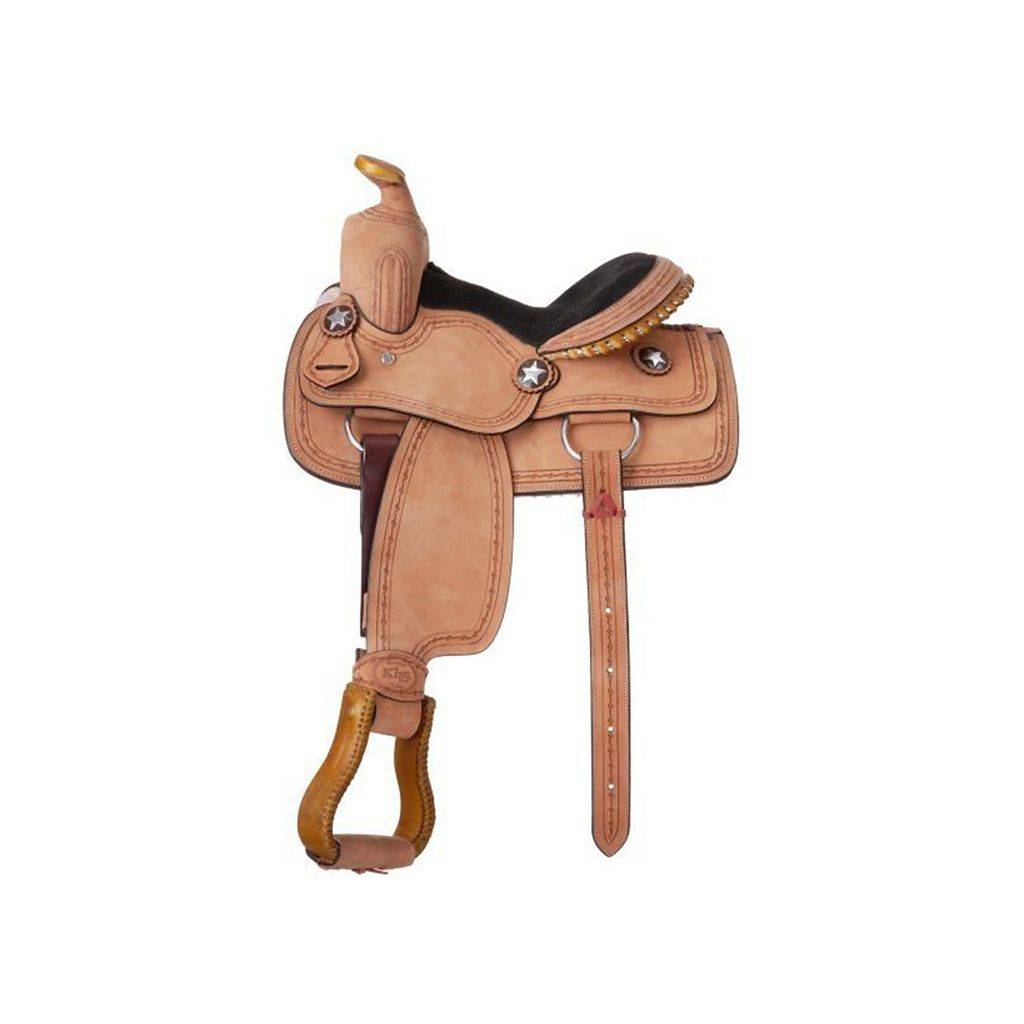 King Series Cowboy With Barbwire Tooling Youth Saddle Package