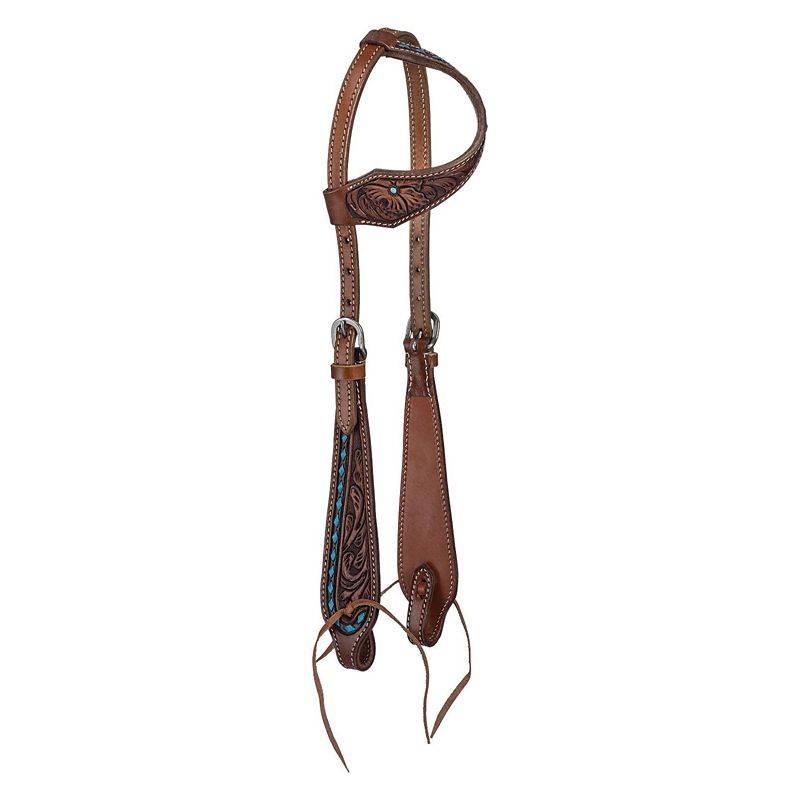 Tough1 Single Ear Turquoise Buckstitch Headstall