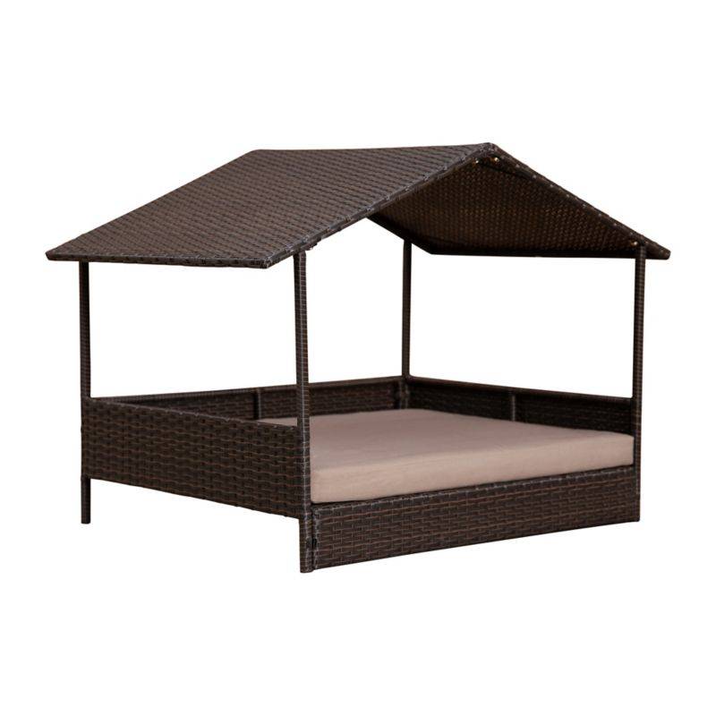 Huntley Equestrian Pet Rattan Wicker Indoor Outdoor Cabana Raised Pet Bed