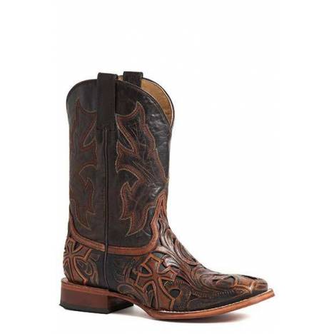 Stetson Mens Handtooled Crosses Square Toe Boots