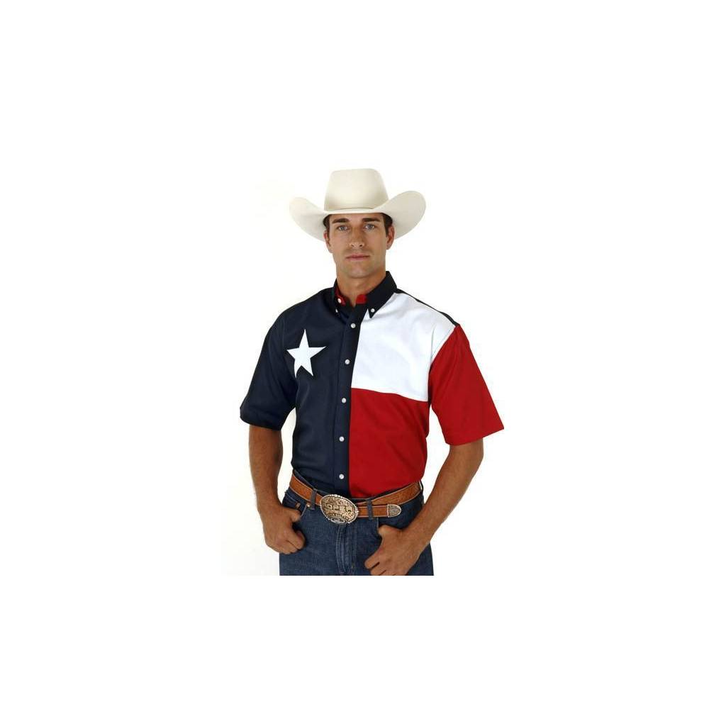 Roper Mens Texas Flag Short Sleeve Shirt