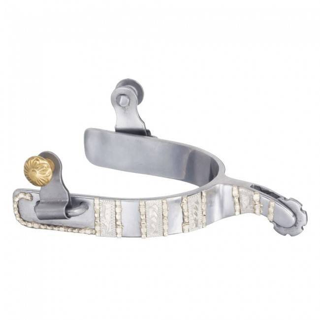 Tough1 Sweet Iron Spurs with Berry Edge Silver Stripe and Dot Design