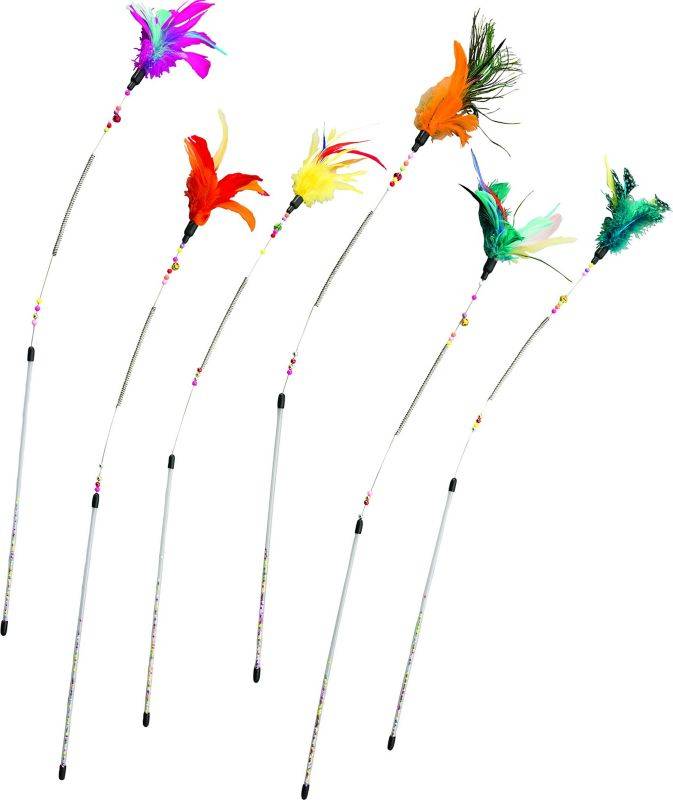 Ethical Cat Spring Coil Teaser Wand - 6 Pack