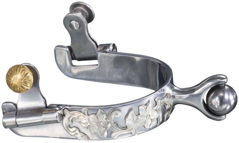Tough1 Ladies Silver Floral Roller Ball Spurs