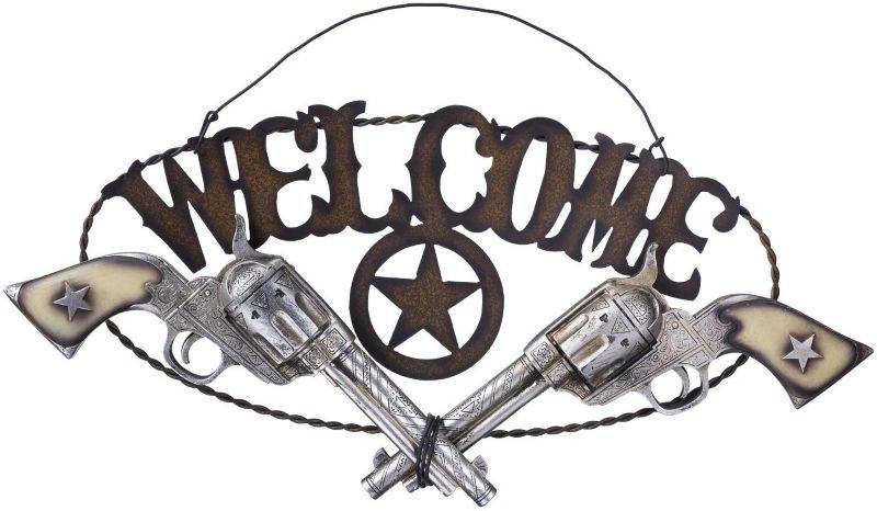 Gift Corral Welcome Pistols Sign