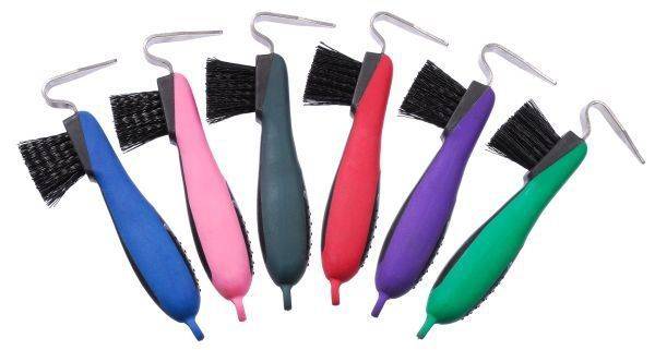 Tough1 Great Grips Hoof Pick with Brush - 6 Pack