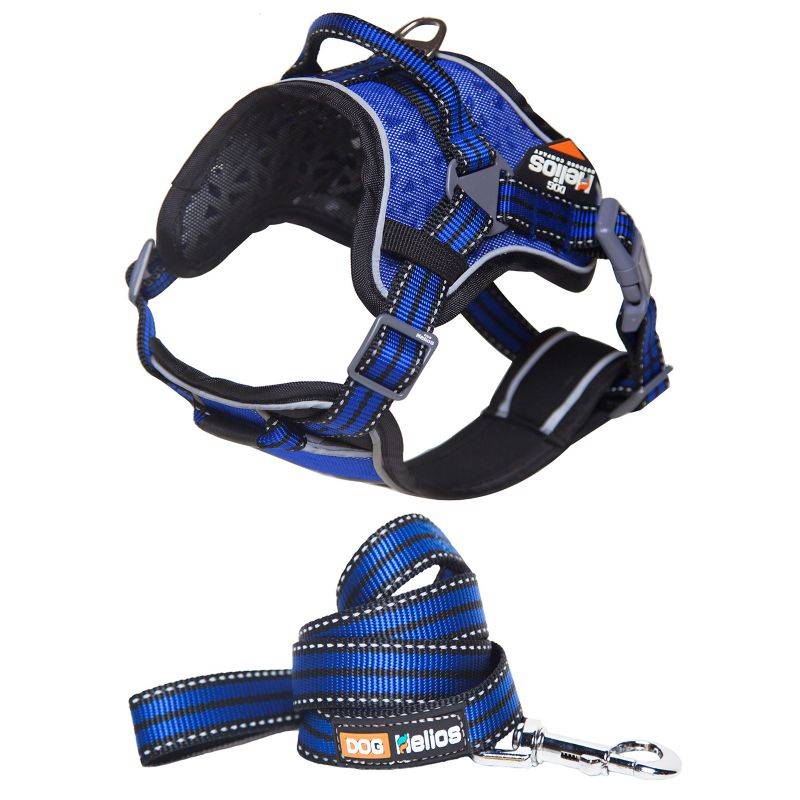 Helios Dog Pet Harness and Leash Combo MD Blue