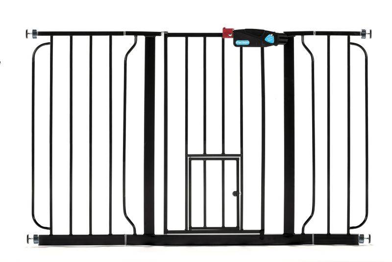 Carlson Pet Black Extra Wide Gate with Pet Door