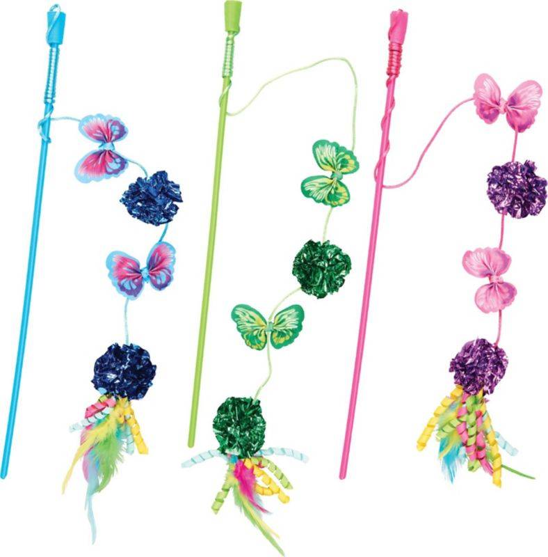 Butterfly & Mylar Teaser Wand Cat Toy - Butterfly & Mylar Wand 48