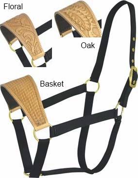 Abetta Nylon Halter with Oak Leaf-Tooled Leather Noseband