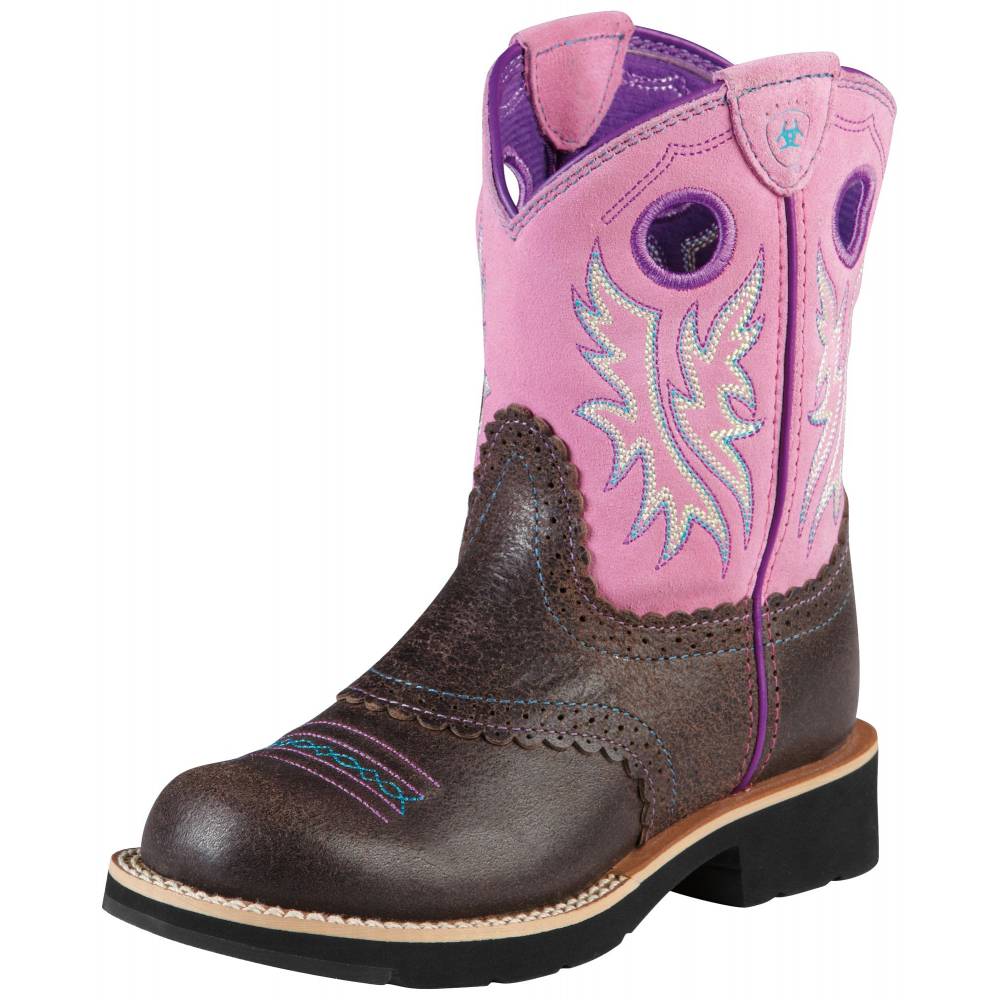 Ariat Fatbaby Cowgirl Boots - Kids, Chocolate/Bubblegum