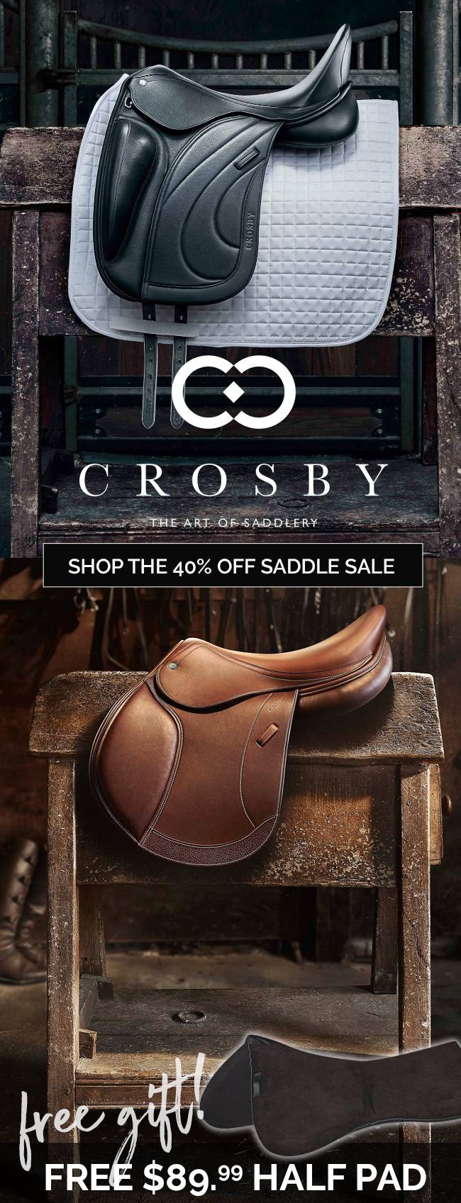 Crosby Saddle Sale Up to 40% OFF Plus FREE Half Pad Valued at $89.99