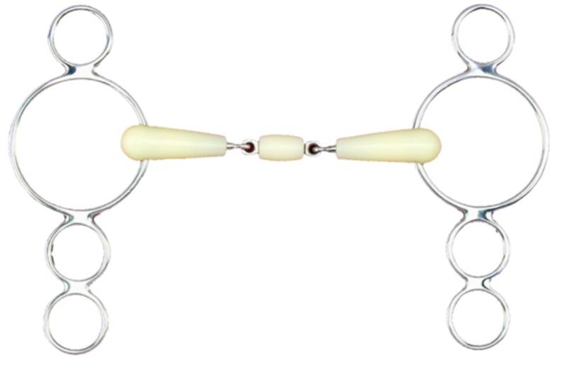 Happy Mouth Dbl Joint Roller 3-Ring Gag Bit