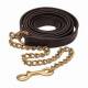 Horse Fare 7ft Leather Lead with Brass Chain