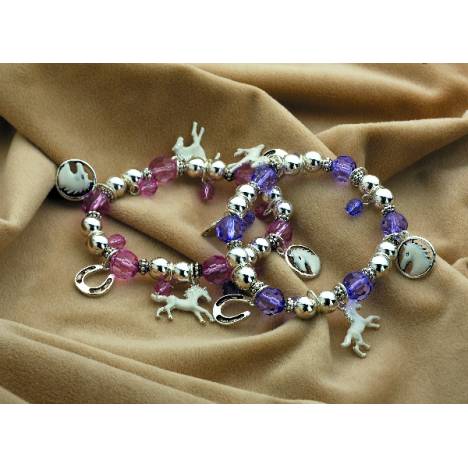 White Horse Bracelet with Charms