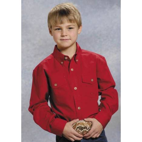 Roper Boys Poplin Western Shirt - Solid Red