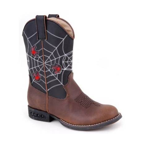 Roper Kids Faux Leather Spider Lights Boots